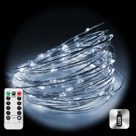 Гирлянда "Роса" на катушке 50 м, 500 Led, 8 режимов, на USB, белая | Зображення 1
