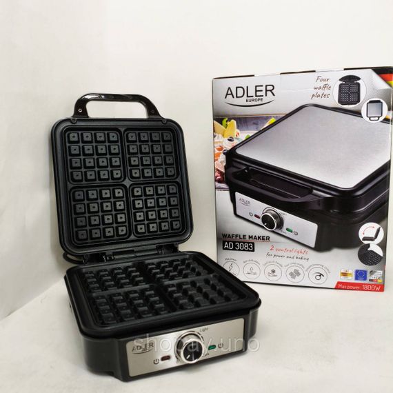 Електрична вафельниця Adler AD 3083 з антипригарним покриттям, регулюванням температури та 1800Вт | Зображення 4
