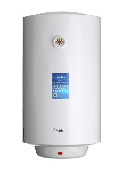 Водонагрівач Midea 50 л, 1500 Вт, "сухий" ТЕН, вертикальний, циліндричний, білий (D50-15F1(D))