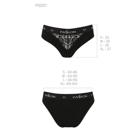 Трусики с широкой резинкой и кружевом Passion PS001 PANTIES S, black | Зображення 5