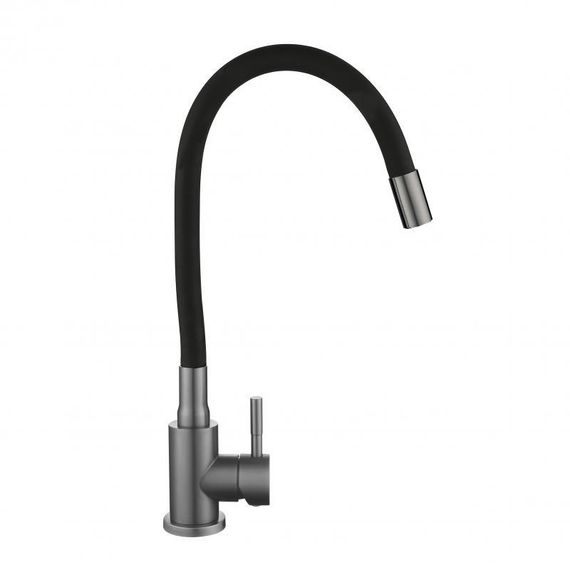 Змішувач для кухні Lidz Aria 015F3 (k35) з гнучким виливом LDARI015F3BGRP49564 Graphite/Black