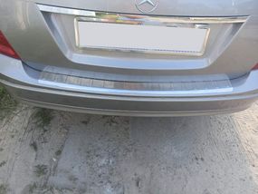 Накладка на задний бампер (SW, глянец, нерж) для Mercedes C-class W204 2007-2015 гг