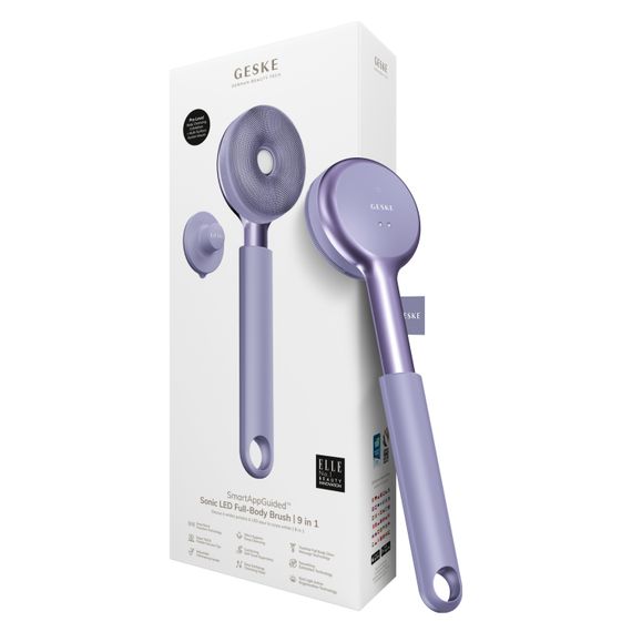Звукова світлодіодна щітка для всього тіла GESKE Sonic LED Full-Body Brush&Intensive Exfoliator 9в1 purple