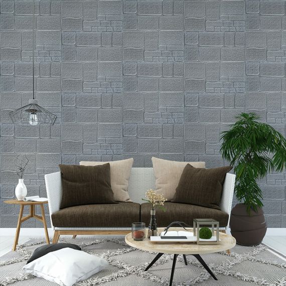 Самоклеюча декоративна 3D панель Камінь срібло 700х700х6мм (153) SW-00000187 | Зображення 4