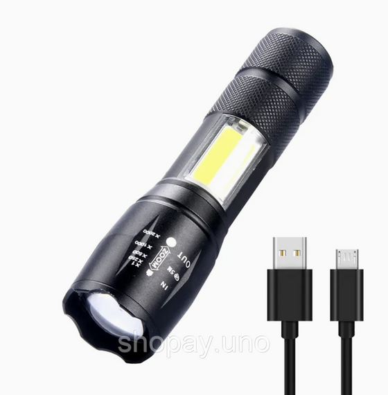 Фонарик ручной BAILONG BL-29-T6 USB MICRO CHARGE ∙ Тактический водонепроницаемый фонарь BAILONG BL-29-T6 | Зображення 2