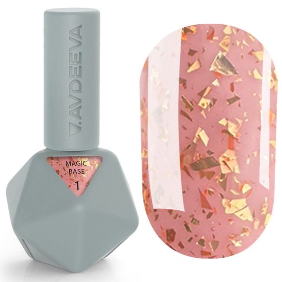 База для ногтей Victoria Avdeeva Magic Base 01 (розовый с золотой поталью) 12 мл HEMA & TPO FREE | Зображення 3