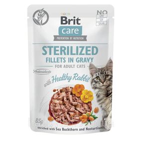 Корм влажный Brit Care Fillets in Gravy Healthy Rabbit Sterilized д/стерилизованных котов филе в соусе с кроликом 85г