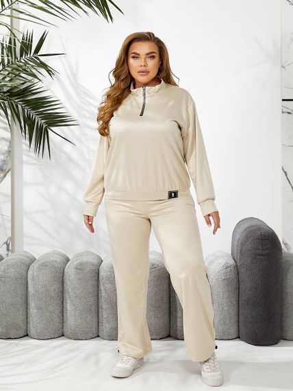 Женский спортивный костюм весна-осень свитшот и джоггеры NB24049 цвет молочный, размер 42/44 | Зображення 9