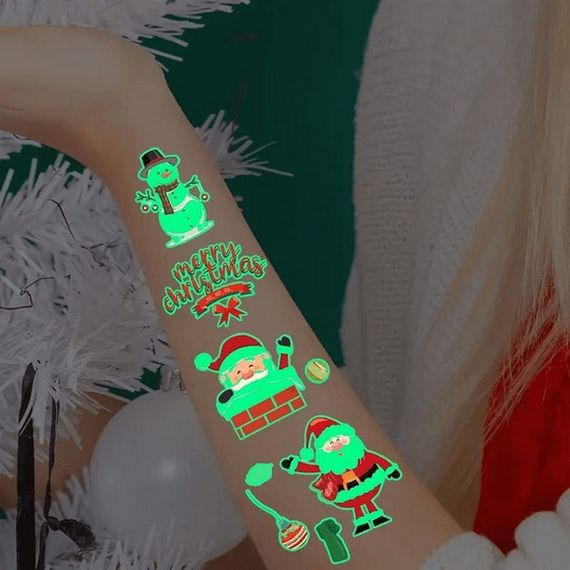 Набор временных тату "Рождество №2" kids-tatto-set10-2-christmass, светящиеся 12 х 7 см | Зображення 5