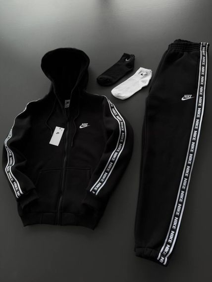 Костюм у стилі Nike чорний лампас | Зображення 1