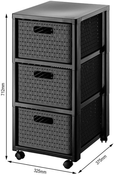 Комод пластиковий на 3 ящики Rotho (Рото) Country (11654) Сірий | Зображення 1