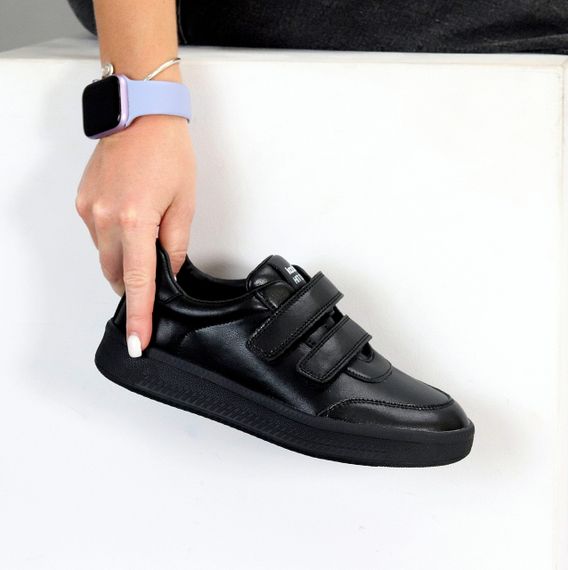 Повсякденні чорні кеди на липучках натуральна шкіра в асортименті | Зображення 8