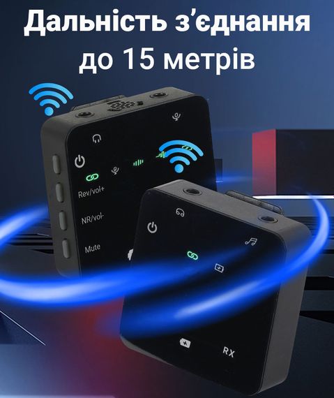 Беспроводная радиосистема с петличным микрофоном для камеры и смартфона Savetek GS-P19, радиочастотный микрофон 2.4 ГГц | Зображення 4