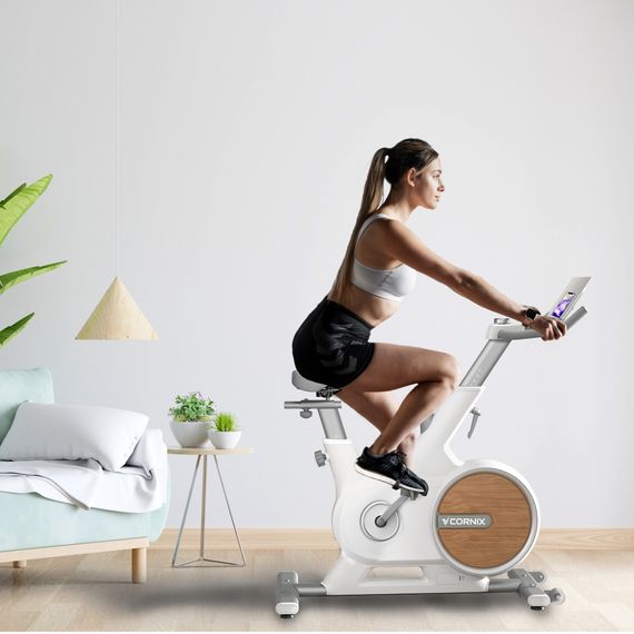 Велотренажер спінінговий (спінбайк) Cornix Eliza White/Grey | Зображення 7
