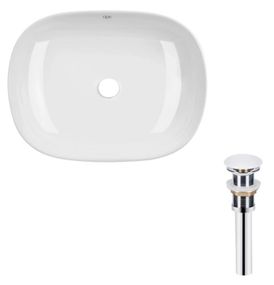 Комплект Qtap Aquarius: Раковина накладна прямокутна 470x380x120 мм White + Донний клапан PU02 (QT21112185WN47295)