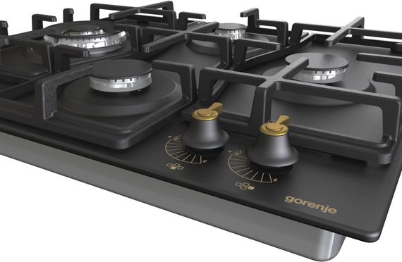 Варильна поверхня Gorenje GW6D42CLB/газова/газконтроль/ електрозапалювання/чавунна решітка/конфорка Wok/чорна (GW6D42CLB) | Зображення 5