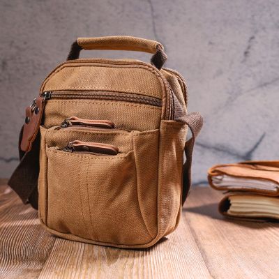 Сумка Vintage Чоловіча з щільного текстилю Коричнева (21245) | Зображення 2
