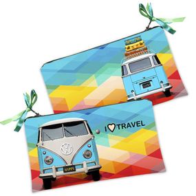 Косметичка жіноча Бирюзовый Volkswagen хиппимобиль 20х12 см (K_14S126)