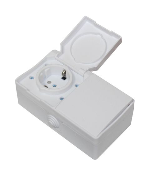 Розетка зовнішня установка 1-а з/к + вимикач зовнішня установка 1-кл. біла IP54 SURFACE Ny95001225