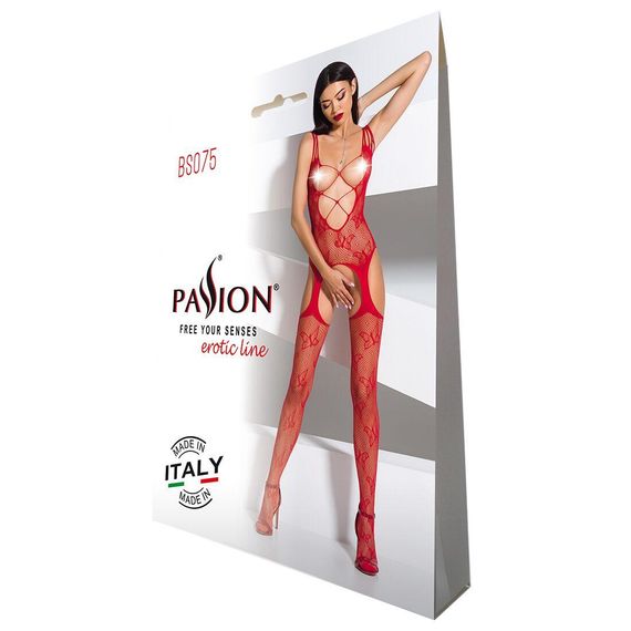 Відвертий бодістокінг з глибоким декольте Passion BS075 red | Зображення 4