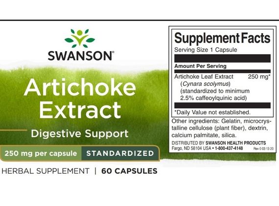 Артишок Swanson Artichoke Extract Standardized 250 mg 60 Caps | Зображення 2