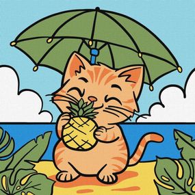 Картина по номерам "Котик и ананас" ©art_selena_ua KHO1243, 25х25 см