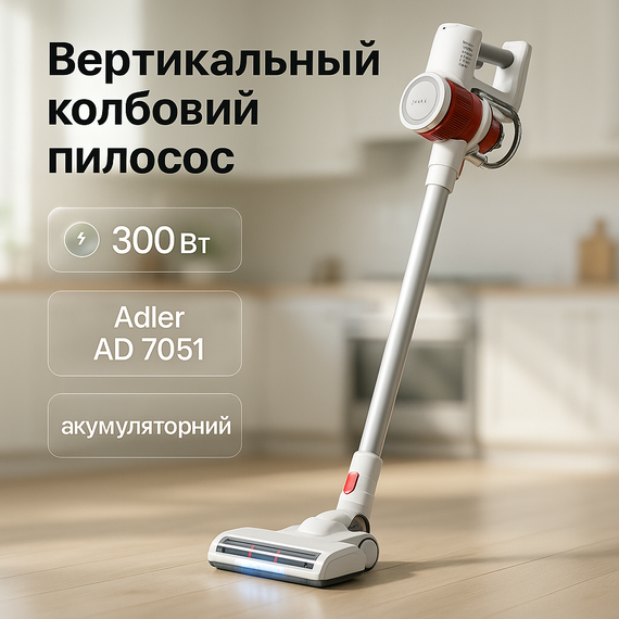 Вертикальный пылесос без мешка Adler AD 7051 300Вт, Легкий ручной пылесос для дома PK-96
