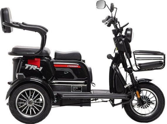 Электротрайк Crosser TR-1 LFP 1500W 76.8V 30Ah, трехколесный электроскутер, до 75 км, для взрослых и пожилых Чорний | Зображення 1