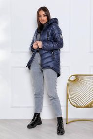 Елегантна жіноча парка, арт. 300, тёмно синий