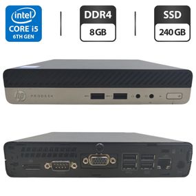 Неттоп HP ProDesk 400 G3 Desktop Mini USFF / Intel Core i5-6500T (4 ядра по 2.5 - 3.1 GHz) / 8 GB DDR4 / 240 GB SSD / Intel UHD Graphics 630 / Блок живлення б/в