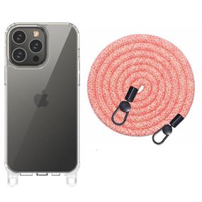 Чехол TPU Transparent with Straps для Apple iPhone 14 Pro (6.1") Red / White