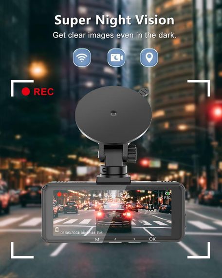 DYNACAM Dash Cam 4K Front Dashcam со встроенным GPS-датчиком скорости, WiFi Dash Cam Front с бесплатной картой | Зображення 5
