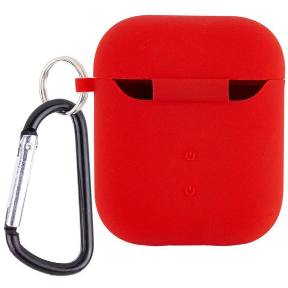 Силіконовий футляр з мікрофіброю для навушників Airpods 1/2 Червоний / Red | Зображення 1