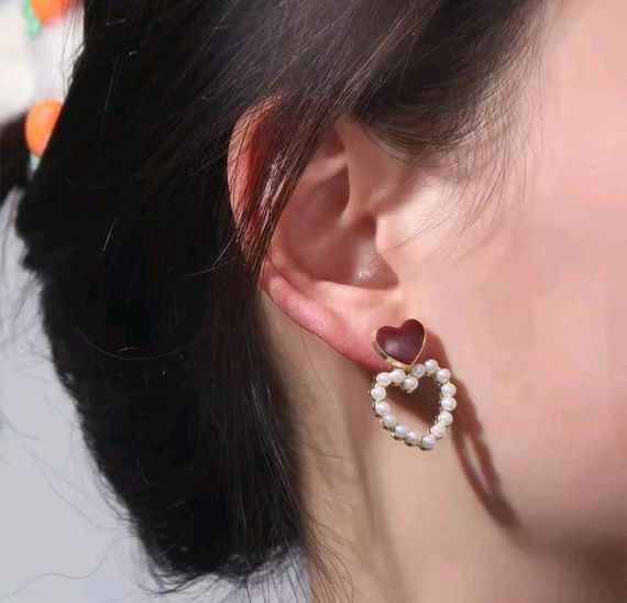 Сережки з сердечками, сережки з серденьками, сережки сердечки, сережки сердечко, сережки серце, сережки з перлинками | Зображення 5