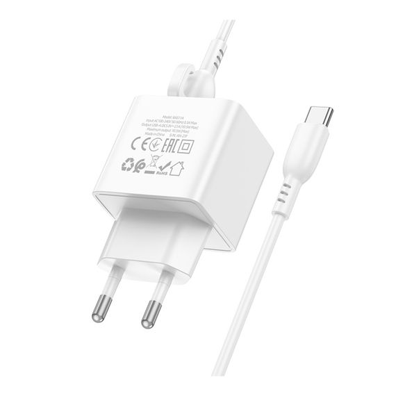 Мережевий зарядний пристрій Borofone BAS11A 1USB 2.1 A+USB to Type-C | Зображення 7