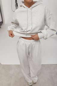 Спортивний костюм із худі та прямими штанами зі швами навиворіт - світло-сірий цвет, M (є розміри)