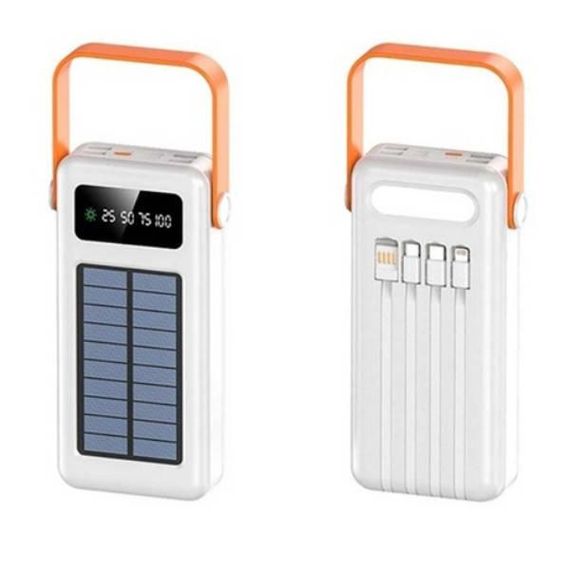 Power Bank із сонячною панеллю та проводами 60000 YM-636 CX Білий
