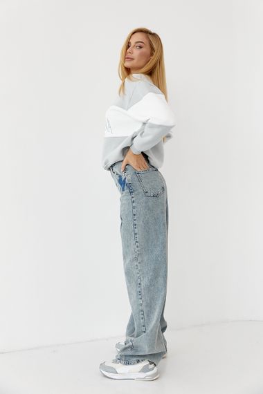 Женские джинсы-варенки wide leg с защипами - голубой цвет, 38р (есть размеры) | Зображення 7