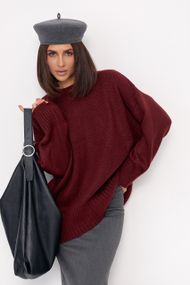 Жіноча в'язана кофта oversize - бордо цвет, ONE SIZE (є розміри)