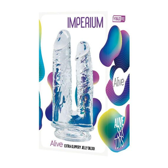 Прозорий фалоімітатор Alive Imperium Jelly Dildo для подвійного проникнення Sex Aura | Зображення 2