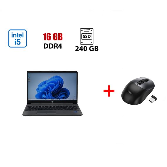 Ультрабук Б-класс HP 250 G8 / 15.6" (1920x1080) IPS / Intel Core i5-1135G7 (4 (8) ядра по 2.4 - 4.2 GHz) / 16 GB DDR4 / 240 GB SSD / Intel Iris Xe Graphics / WebCam б/у + Подарок  Беспроводная мышь HOCO GM28