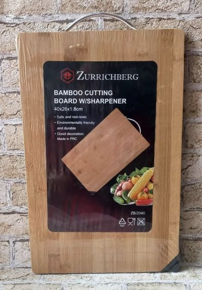 Бамбукова обробна дошка та точила для ножів Zurrichberg ZB/2040 40x26x1.8cm | Зображення 4