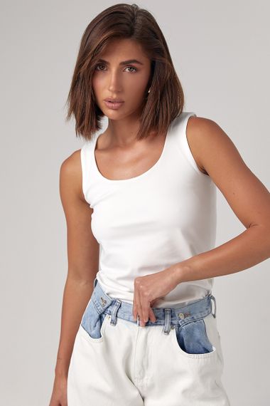 Эластичная женская майка - молочный цвет, L (есть размеры) | Зображення 4