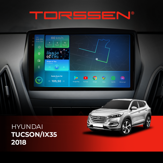 Штатна магнітола Torssen 2K Hyundai Tucson/IX35 18- FL9 4+64Gb 4G Carplay DSP