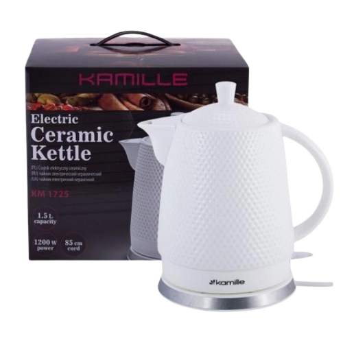 Електрочайник 1,5л 1200W кераміка 1725 KAMILLE | Зображення 1
