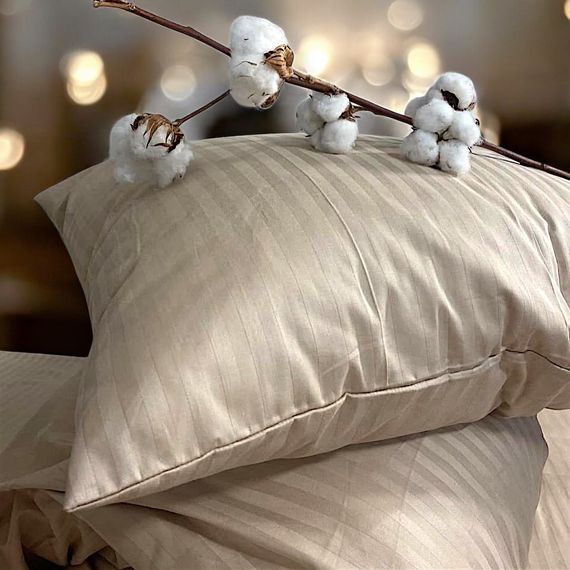 Комплект постільної білизни Євро MakSon Elegant Beige, страйп-сатин, 100% бавовна (018-1200220С) | Зображення 1