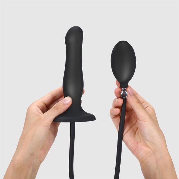Надувний фалоімітатор Strap-On-Me INFLATABLE DILDO PLUG - NOIR, кулька всередині, діаметр до 6 см Sex Aura