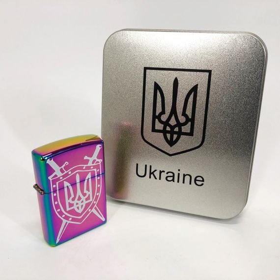 Дугова електроімпульсна запальничка USB Україна (металева коробка) HL-446. FK-986 Колір: хамелеон | Зображення 7