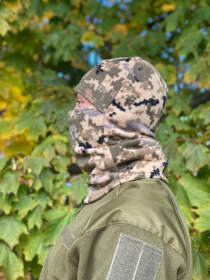 Балаклава мужская тактическая подшлемник  пиксель теплая флисовая шапка под каску | Зображення 6