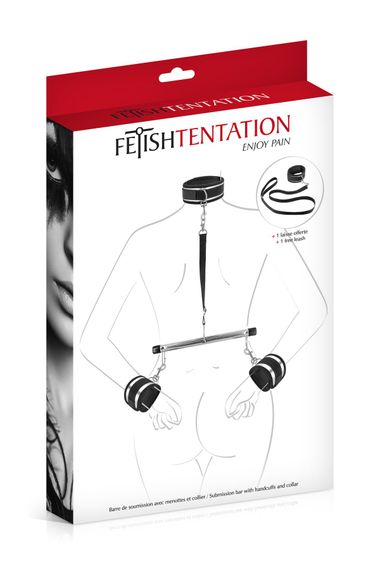 Фіксатор для рук і шиї з повідцем Fetish Tentation Submission bar with handcuffs and collar | Зображення 2